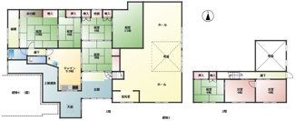 【間取り】 | 三種町森岳小狭間・中古土地建物5棟 | 建物3　9DK　旧工賢商店（店舗+母屋）