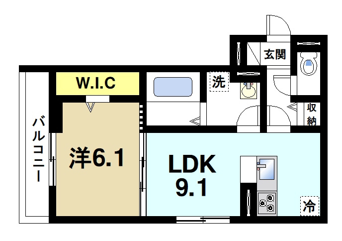 スリジエ新大宮の間取り|1LDKの間取り