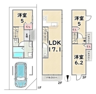 【土地図＋建物プラン例】 | 中京区壬生森町　建築条件付き | 建築プラン例