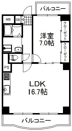 大阪市中央区安堂寺町２丁目の賃貸マンションの間取り