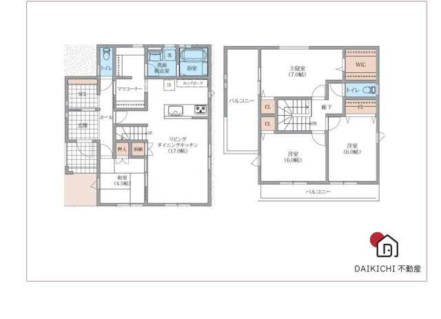 【間取り】 | 深谷市上柴町東３丁目　フェリディアガーデン　新築戸建　全6区画　2号棟 | 2号棟