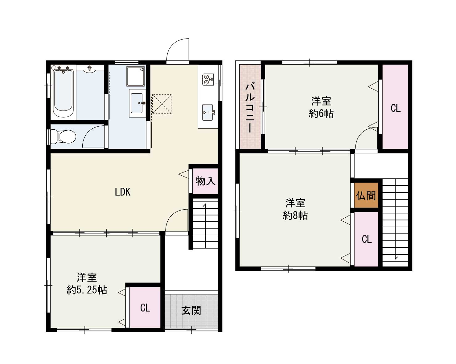 岸和田市南上町1丁目　中古戸建の間取り|価格1,600万円、3LDK、土地面積：71.28㎡、建物面積：76.18㎡