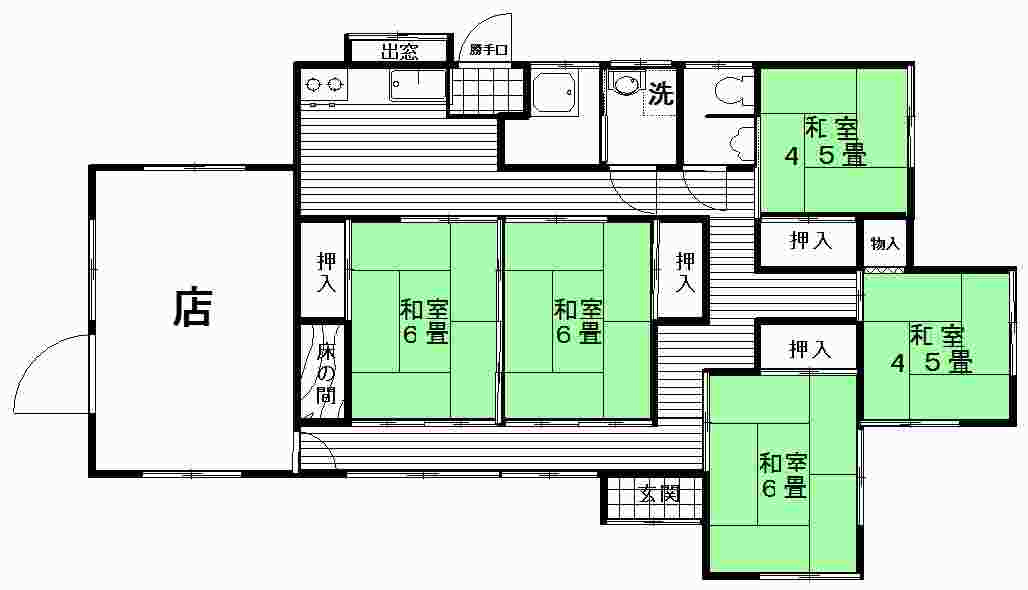 遠野町滝4DK+店舗の間取り