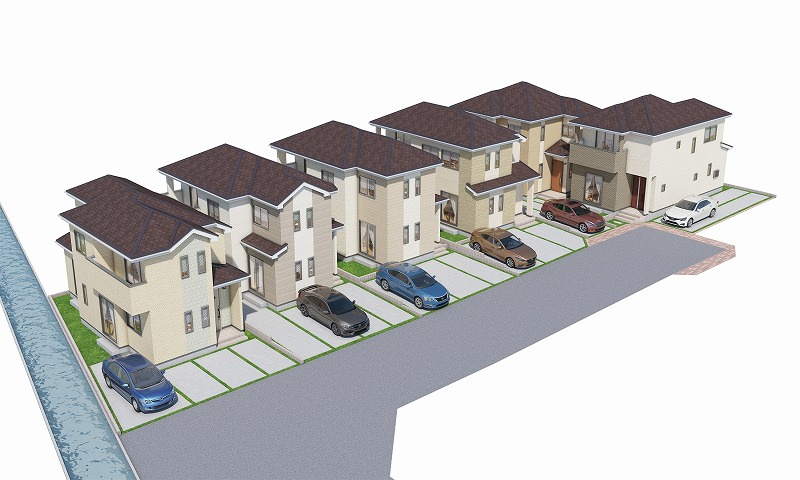ハートフルタウン八重瀬町新城　F号棟の外観パース