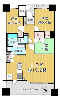 【間取り】 | フィオレ高石 | 3LDK／72.02㎡／南西向きのお部屋