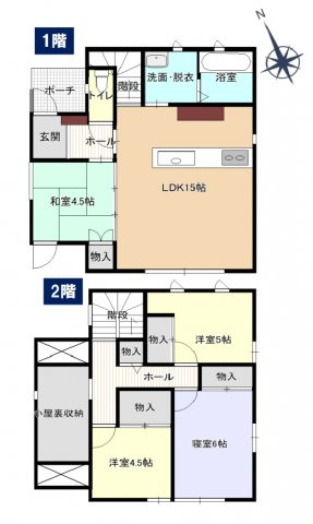 小山市東間々田2丁目の間取り|水回りがまとまった家事効率のいい4SLDKのお家です！