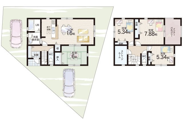 桜井市金屋　第6期　新築一戸建ての間取り|１号地