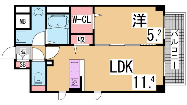 神戸市長田区北町１丁目の賃貸マンションの間取り