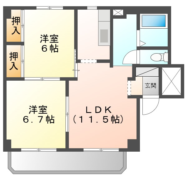 グランデュール高柳　Ａの間取り