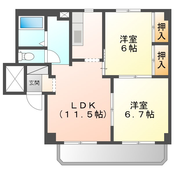 グランデュール高柳　Ａの間取り