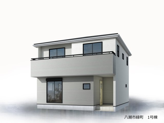 八潮市緑町　新築戸建　全2棟　1号棟の外観パース|【外観パース】八潮市緑町2丁目！白を基調とした爽やかな外観デザインです