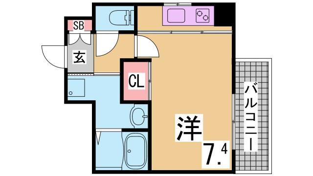 神戸市兵庫区中道通１丁目の賃貸マンションの間取り