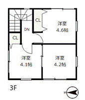 【参考プラン】 | 高槻市日向町　建築条件付き土地 | プラン3階　間取り