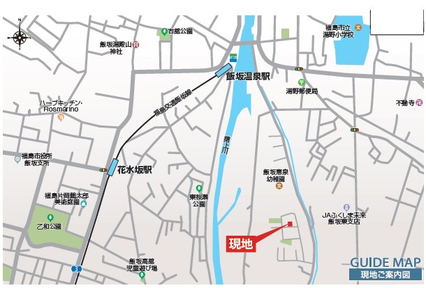 福島市飯坂町上中川原　BLOOMING GARDEN　全1棟の地図