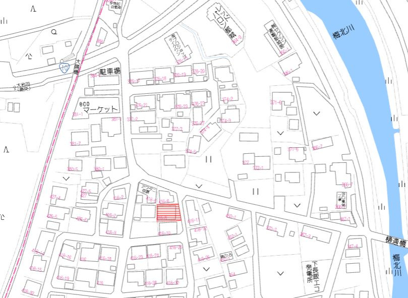 都城市下長飯町の売地の土地図
