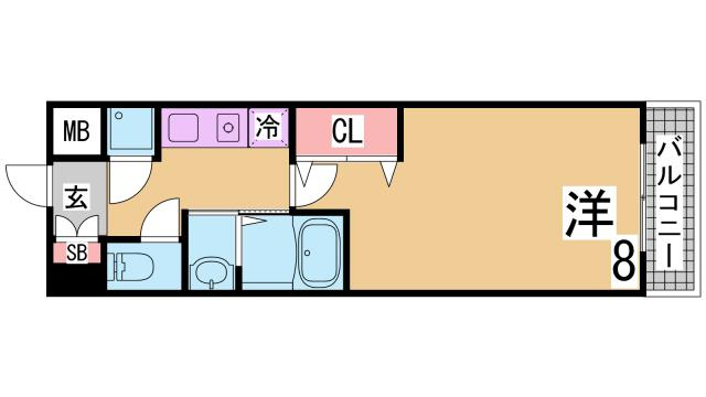 神戸市須磨区大池町５丁目の賃貸マンションの間取り
