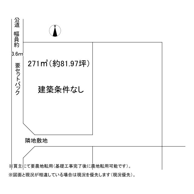 建築条件なし　八街市朝日売地11号地の土地図