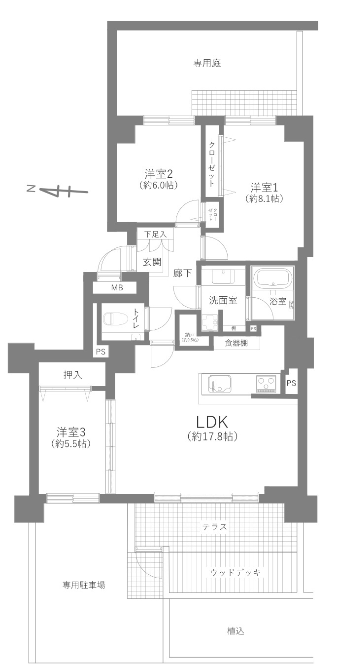 セントレイジ中央図書館前の間取り