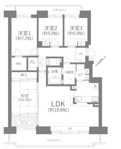 藻岩グリーンアヴェニュー壱番街A棟の間取り