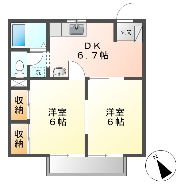 シャトレーヌ柳田Bの間取り