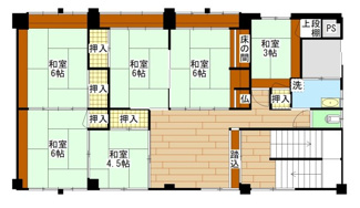 【間取り】 | 中央町2丁目・鉄筋コンクリート造4階建（3階＋屋上） | 2階フロアー間取図