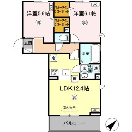 熊本市東区長嶺南８丁目のアパートの間取り