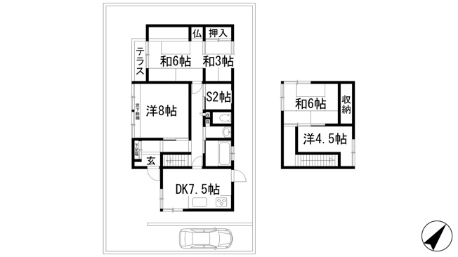【間取り】 | 畑1丁目一戸建貸家