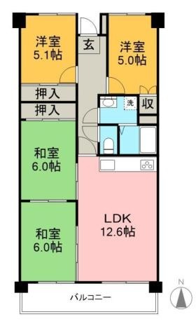 アーネスト能茶山の間取り|間取り図