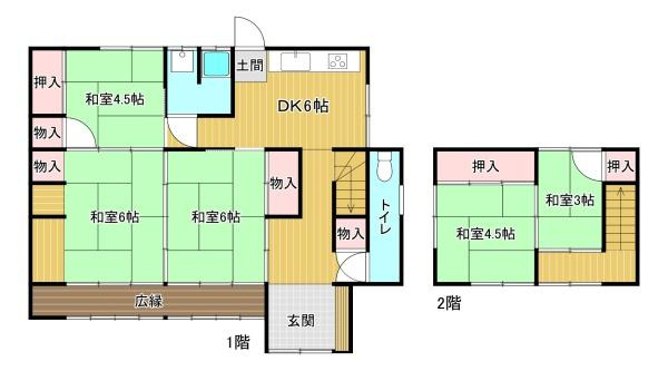 出雲市知井宮町中古戸建の間取り
