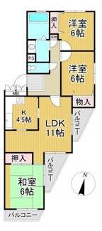 【間取り】 | グリーンハイツ東多田弐号棟　5階