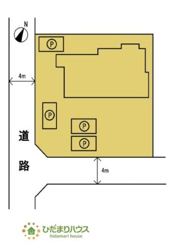 【区画図】 | ひたちなか市高野　中古戸建 | 角地なので開放的で陽当たり良好！