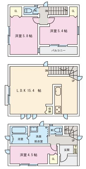 【新築】入間郡三芳町藤久保新築分譲住宅 全1棟の間取り
