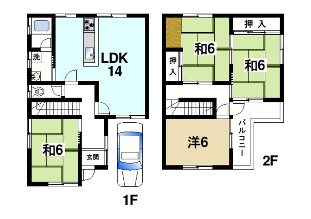 大和郡山市　新町　戸建賃貸の間取り