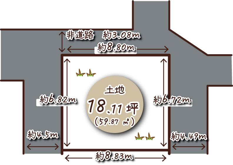 天川新町　建築条件無土地の土地図