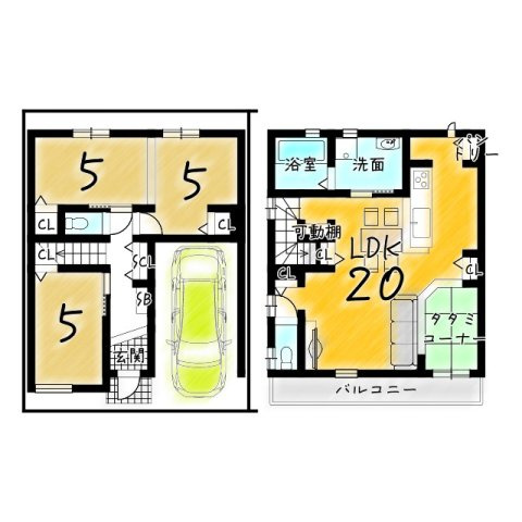 天川新町　建築条件付土地の参考プラン