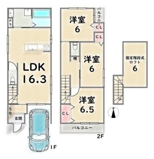 【参考プラン】 | 中京区西ノ京左馬寮町　建築条件つき | 2Fプラン例：建物価格1599万円、建延83.38平米、設計管理費用120万円＋外構費用110万円別途要（税込）