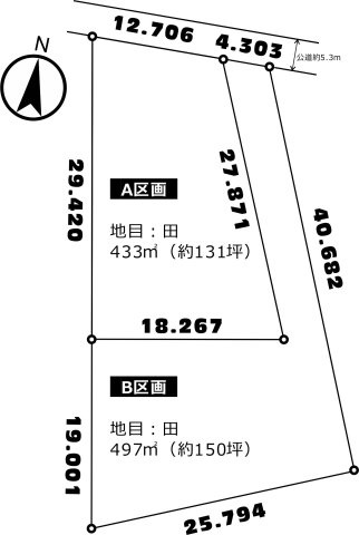 吉川市　皿沼2丁目　売地の土地図|土地図です