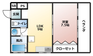 【間取り】 | メゾンしずか | 1LDK