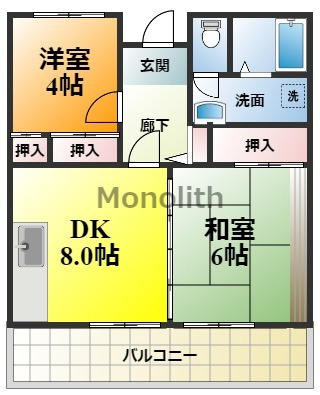 堺市南区城山台２丁の賃貸マンションの間取り