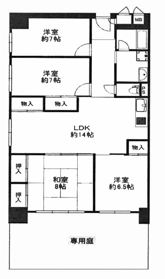 【間取り】 | 桂川ハイツ４号館 | 専有面積 93.75㎡　