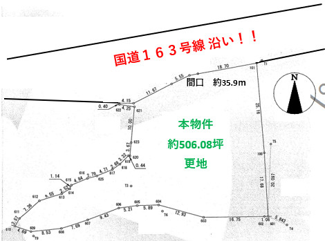 伊賀市長田売り土地の土地図