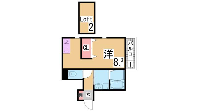 神戸市長田区蓮宮通４丁目のアパートの間取り