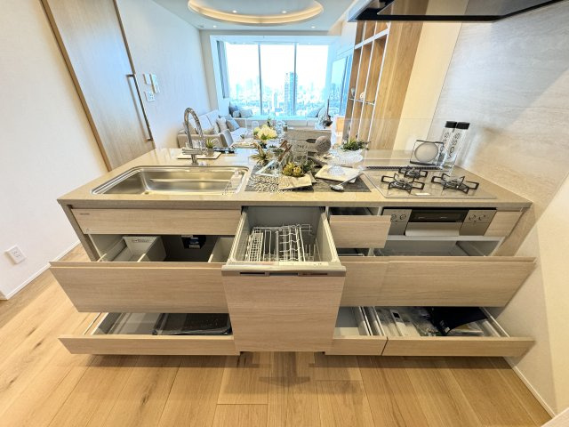 赤坂タワーレジデンス トップオブザヒルの収納|食洗機付きシステムキッチン