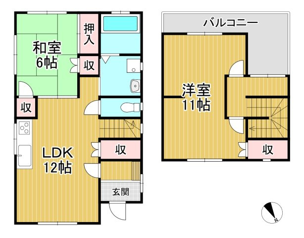 国分町(1438番6)戸建ての間取り