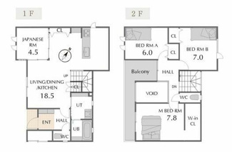 【間取り】 | 甲斐市篠原 シックで格好いい新築戸建 角地 設備充実 | 4LDKの間取り　建物面積110.63ｍ2（33.46坪） ウォークインクローゼット