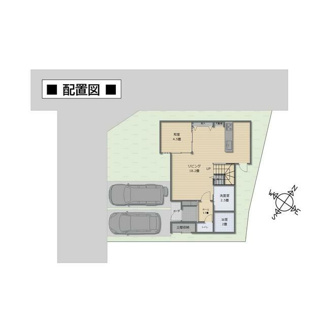 【区画図】 | 甲斐市篠原 シックで格好いい新築戸建 角地 設備充実 | 北東角地　前面道路：北4.1ｍ(公道)・西4.0ｍ(公道)