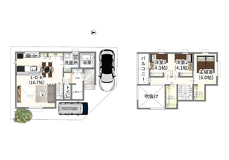 【参考プラン】 | 城陽市久世里ノ西　売土地　建築条件付き | 自由設計になりますので設計士と直接お話していただきオンリーワンのおうちづくりが可能です！需要の多いランドリールームも実現可能です。一緒に楽しくお家づくりをしていきましょう！