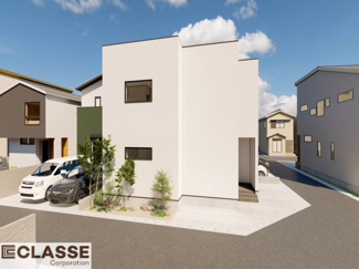 【完成予想図】 | 城陽市久世里ノ西　売土地　建築条件付き | 気密測定器を保有しており、自社での気密測定を実現しております。気密処理をし、気密測定まで標準でさせていただいております。