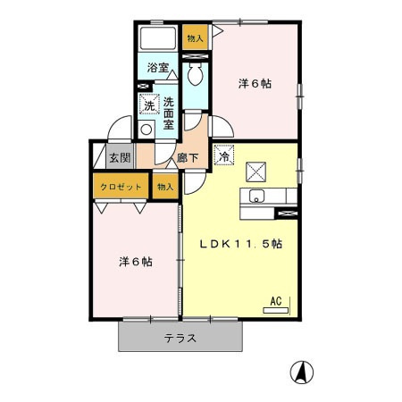 Ｄ’コート南横市 Ｃ棟の間取り