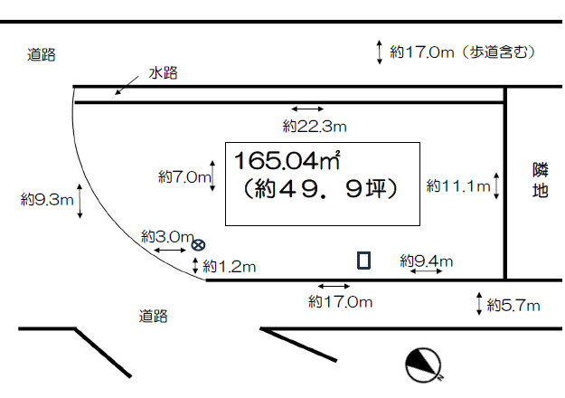 高砂市伊保崎5丁目　土地の土地図|敷地約50坪です。